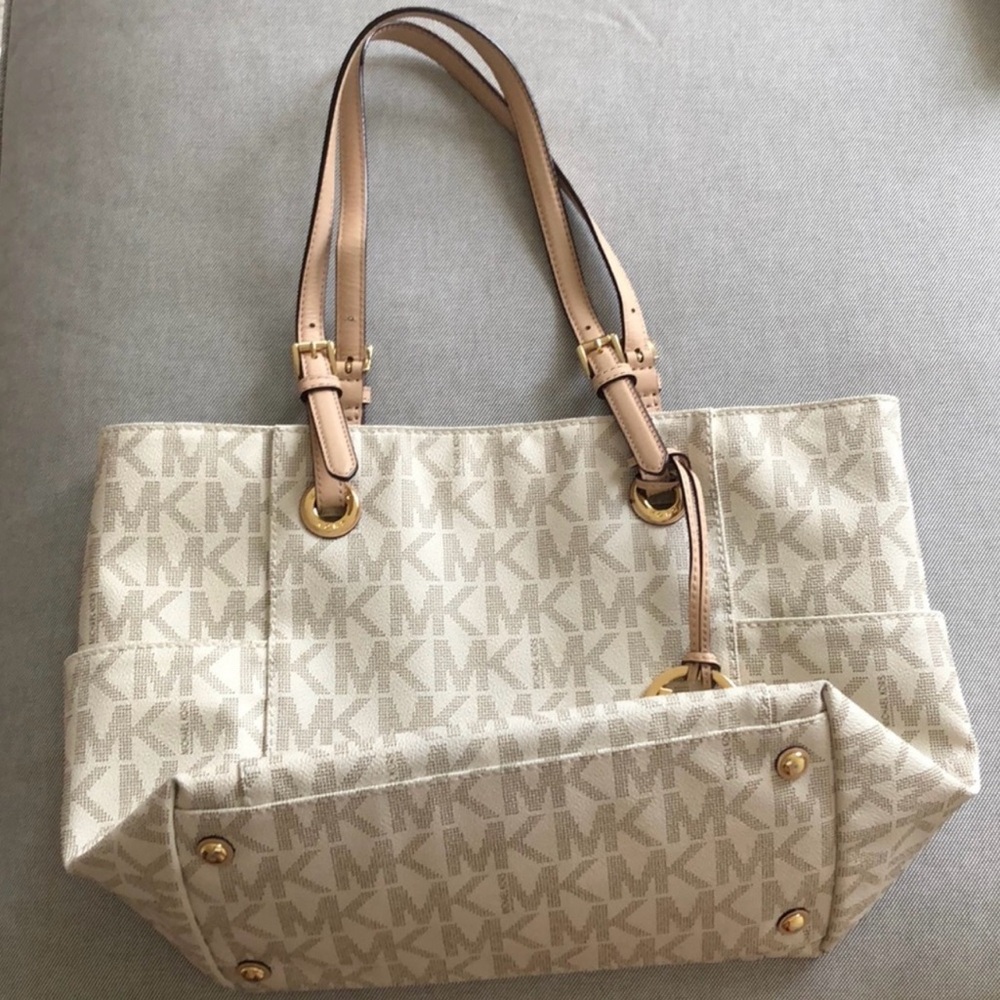 Michael Kors Cream Tote Bag with Signature Monogram